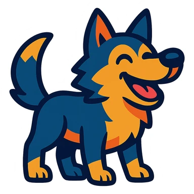 happy wolf in vibrant toon style sticker