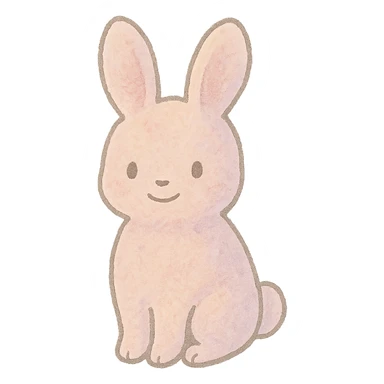 tiny pastel bunny silhouette, Japanese hand-drawn kawaii, full object, gentle smile sticker