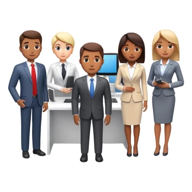 generate realistic detailed office with humans inside in 3d style sticker