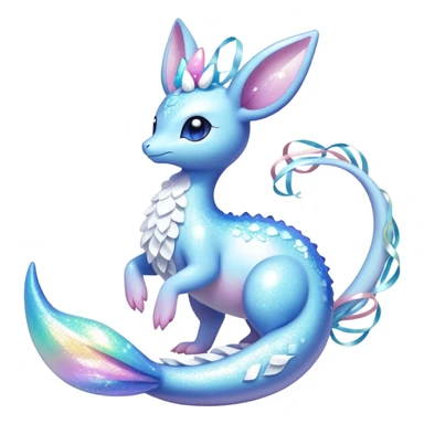 Shiny Exotic Colorful Ethereal Sparkly Sylveon-Lapras-Amaura-Aurorus-Fakémon-hybrid-creature (full body)  sticker
