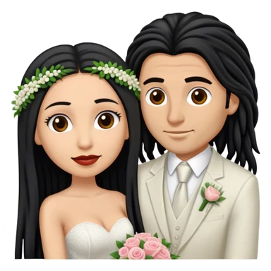 hispanic women with long black hair and light skinned man with short dark brown dreads getting married  sticker