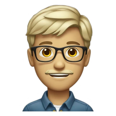 young white boy with glasses and mustache sticker