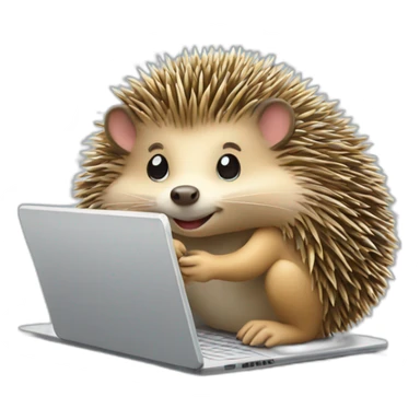 hedgehog working on a laptop smiling sticker