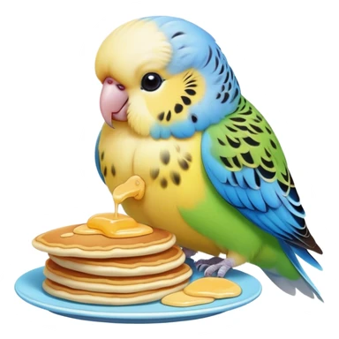 cute budgie eating cute flat pancakes sticker