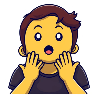 surprised face with hands on cheeks, 'what the freak' reaction sticker