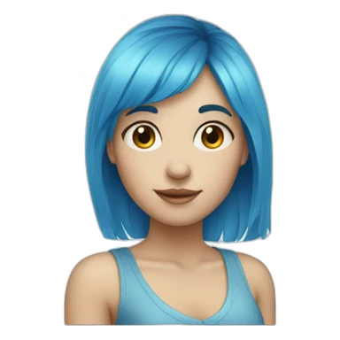 fair-skinned girl blue hair with bang sticker