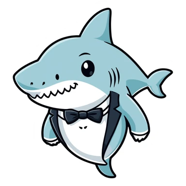 Shark with a tux sticker