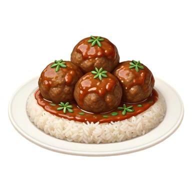Kofte Cinematic Realistic Kofte Dish Emoji, depicted as spiced meatballs served alongside a portion of fragrant rice, rendered with rich textures and warm, appetizing lighting. sticker