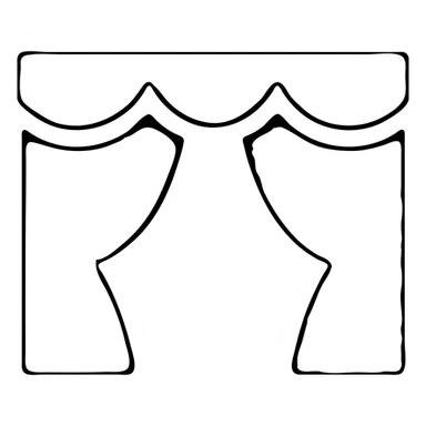 red stage curtain, solid filled icon, simple silhouette sticker