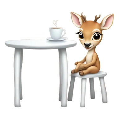 Baby deer drinking coffee sticker