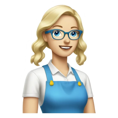 Blonde Caucasian woman blue eyes and glasses doing house chores  sticker