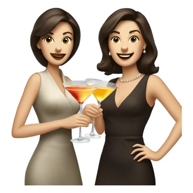 rich caucasian women two friends sipping martinis brunettes sticker