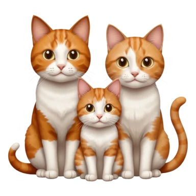 3 sibling cats all different natural colours; 1 is ginger and white, the next is brown tabby and white and the third is a calico sticker