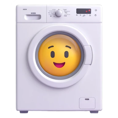 washing machine, 3D emoji style, realistic details sticker