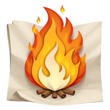 paper sheet with dialogue lines and small fire symbol sticker