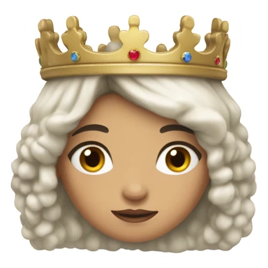 Queen with crown and messy long black hair and light brown eyes  sticker