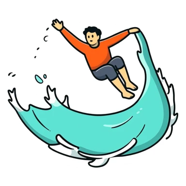 person panicking in deep water sticker