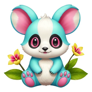 Exotic Colorful Tropical Pancham-Minccino-Petilil-Minun-Fakémon-Digimon-fusion-creature sticker
