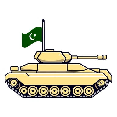 Pakistani military tank with Pakistan flag colors sticker
