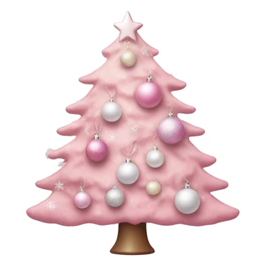 Pastel pink Christmas tree with pink and white ornaments  sticker