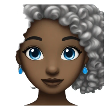 A Black girl, blue eyes, black curly hair, A nose ring, Earrings. sticker