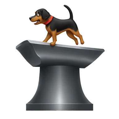 Anvil with dog jumping over sticker