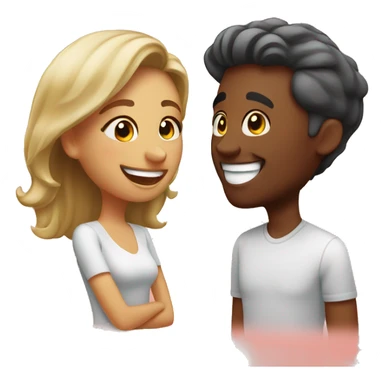 happy couple with playful smiles emoji style sticker