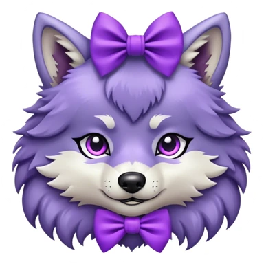 Wolf with purple bow sticker