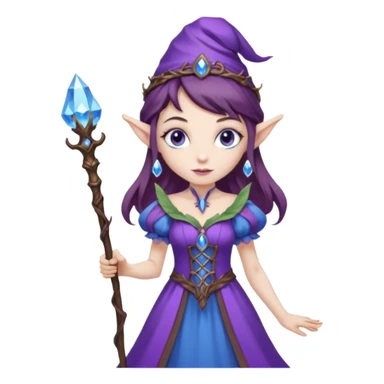 Hyper realistic purple mushroom elf mage fairy queen pale skin brown hair and blue-eyes sticker
