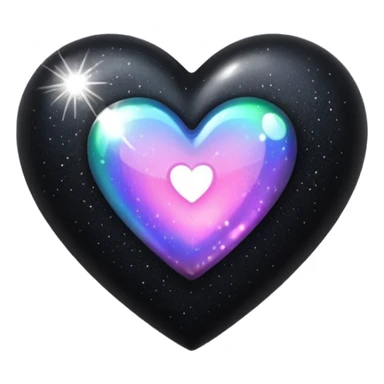 black sparkle heart sticker