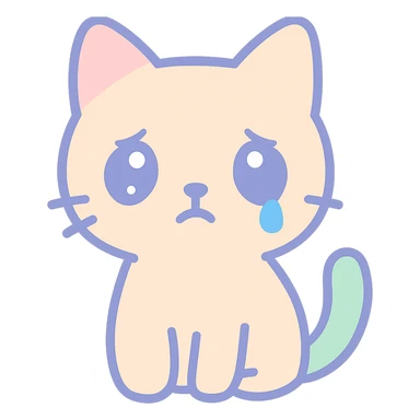 sad cat with a tear, cute style sticker