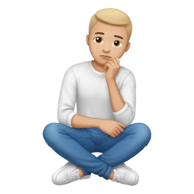 light skin man pensative, full body con la mano en el menton sticker