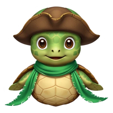 cute sea turtle wearing a gren pirate scarf sticker