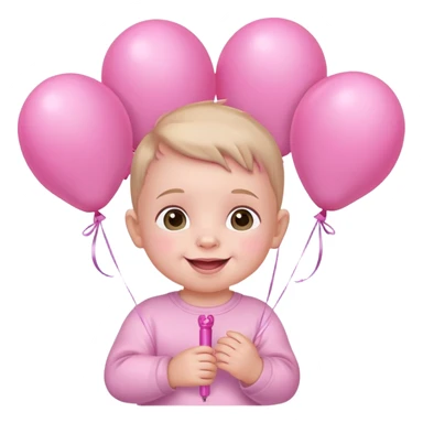 cute smiling baby holding pink balloons sticker