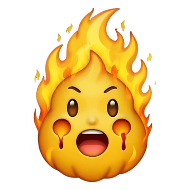 The emoji yellow On fire Scared sticker
