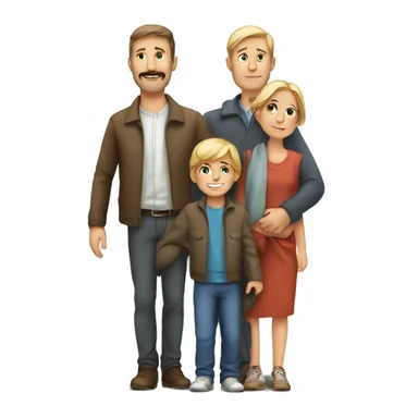 European Family with mum and dad and three boys sticker