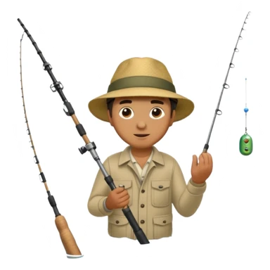 man casting a fishing rod sticker