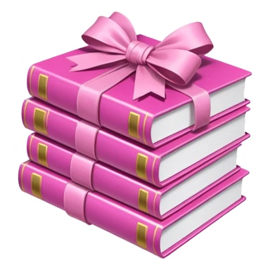 Pink Books stacked up and tied together by a white bow sticker