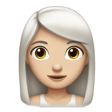 white girl straight black hair, with brown eyes and long dark hair sticker