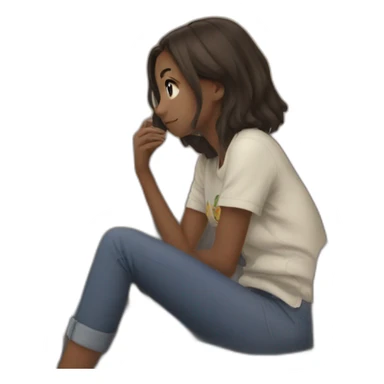 girl watching Anime on tv sticker