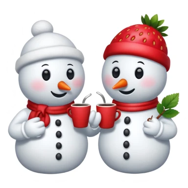 snowmen holding strawberry and coffe sticker