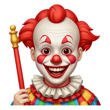 Laughing crying clown whit red flag in his hand sticker