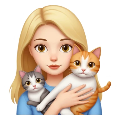 a girl with two cats sticker