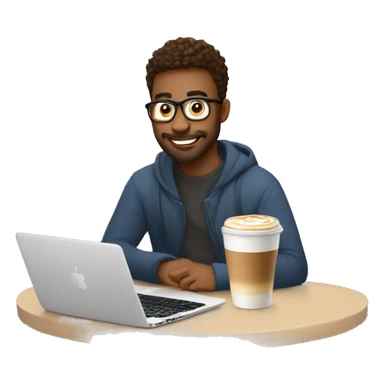 Ux designer with latte and MacBook  sticker