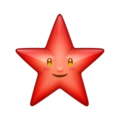 A single red star emoji in cartoon style. The star should be symmetrical, shiny, and have smooth edges. It should glow softly with a red aura. The design should be friendly and emoji-like, with a transparent background. sticker