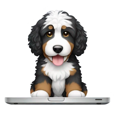 bernedoodle with computer sticker