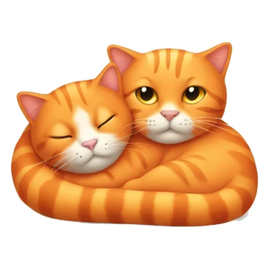 Big orange cat cuddling a smaller orange cat sticker