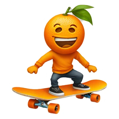 an orange on a skateboard sticker