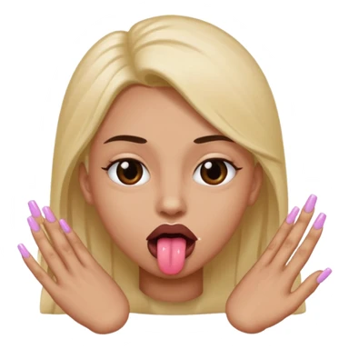 An emoji with 🌚 nails pookie and tongue sticker