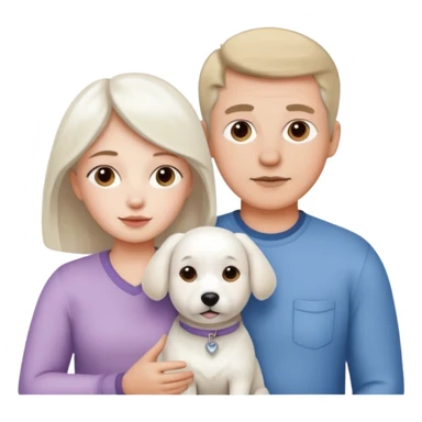 parents, daughter and a white dog sticker